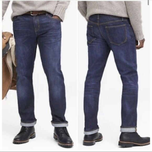 Banana Republic Mens Blue Denim 100 % Cotton Pockets Straight Leg Jeans Size 34 - Picture 1 of 11